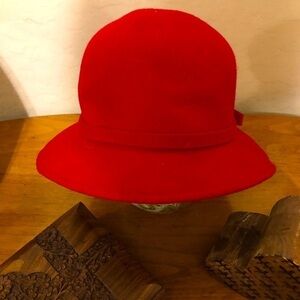 Coldwater Creek Wool Felt Hat Women Red Fedora